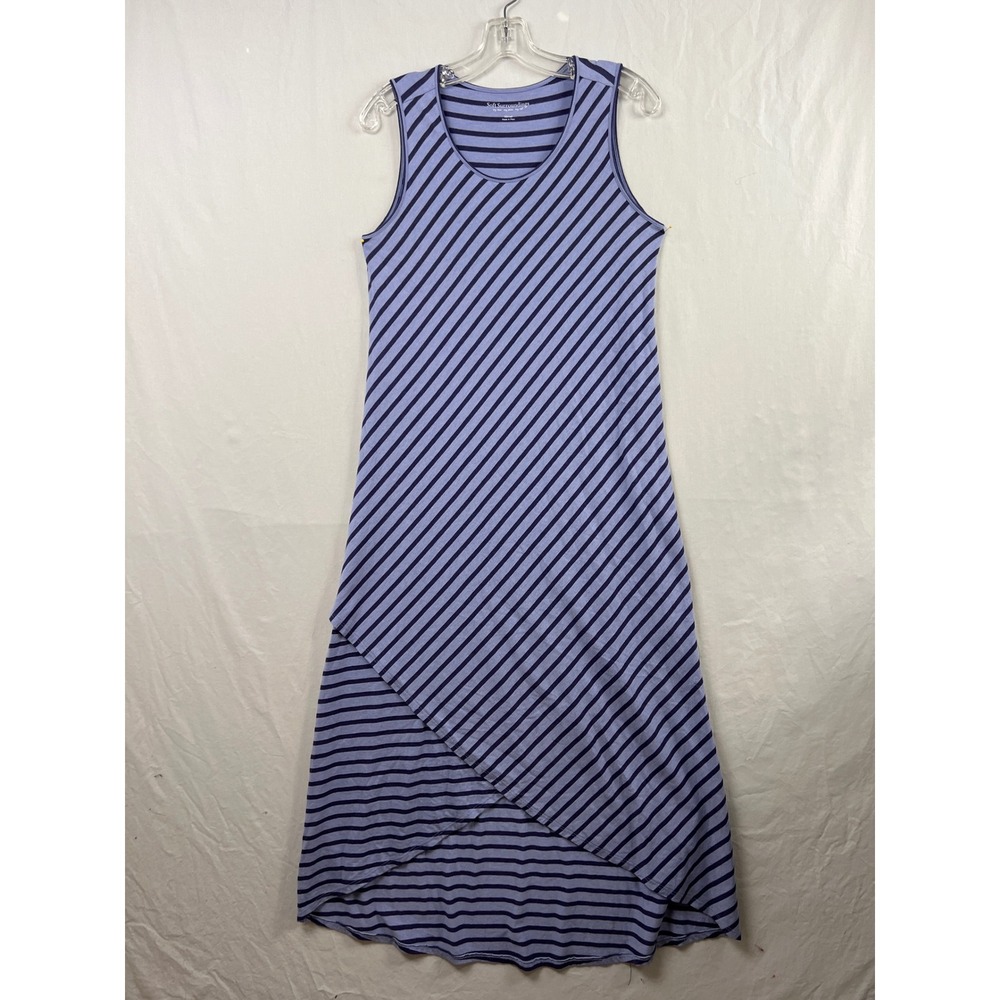 Soft Surroundings Maxi Tank Dress Womens XS Shift Blue Striped Pima Cotton